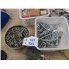 Image 6 : Various Hardware ;  Pulleys, Bolts, Pipe Clamps, Screws, Blue Bag of Nails