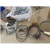 Image 9 : Various Hardware ;  Pulleys, Bolts, Pipe Clamps, Screws, Blue Bag of Nails