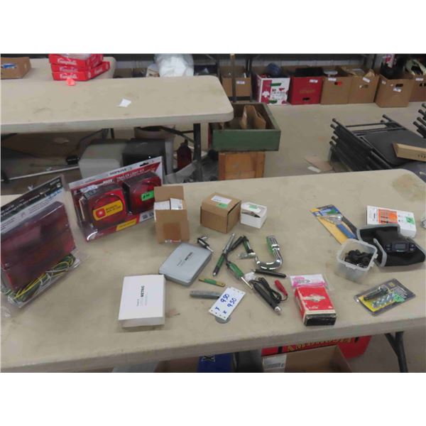 2 New Trailer Light Kits, Feeler Gauge, Spark Plug Tester, Trailer Brake, Tach Meter,