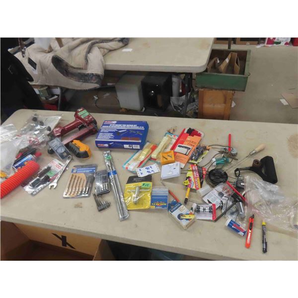 37 Piece Tire Repair Kit, Drill Bits, Air Nailer, Tape Measure, Shop Odds, Plus