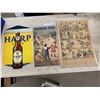 Image 1 : Harp Hager Beer Cardboard Sign 14'' x 22'' , Diamond Dyes Metal Reproduction Sign 