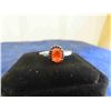 Image 2 : New Oval Orange Opal 7mm x 5mm Surrounded by Black Spinal on Sterling Silver 