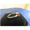 Image 3 : New Oval Orange Opal 7mm x 5mm Surrounded by Black Spinal on Sterling Silver 