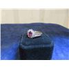 Image 3 : 14kt Gold Cluster Ladies Dinner Ring with Ruby + Diamonds Sz 6.5 Total Weight 7.6 gr.