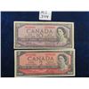 Image 1 : Lot of (2) 1954 $2 + $10 Bills