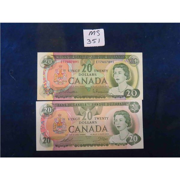 Lot of (2) 1969 + 1979 $20 Bills