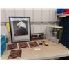 Image 1 : (4) Copper Look 3D Pictures 8" x 10", American Bald Eagle Framed Picture 20" x 26",