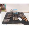 Image 1 : Coleman Gas Iron & (5) Sad Iron + Handle + Trivet