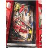 Image 8 : Metal Tool Box with Tools ; Sockets, Vice Grips, Pliers, Chisel, Tester, Drill Bits,