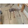 Image 1 : 6 Hand Yard Tools ; 2 Spades, 2 Shovels, 2 Rakes