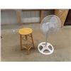 Image 1 : Logix Floor Model Fan 16" & Wooden Stool