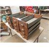 Image 2 : 12 Old General Store Drawers - Wood + Galvanized ; 3.5" x 8" x 19.5"