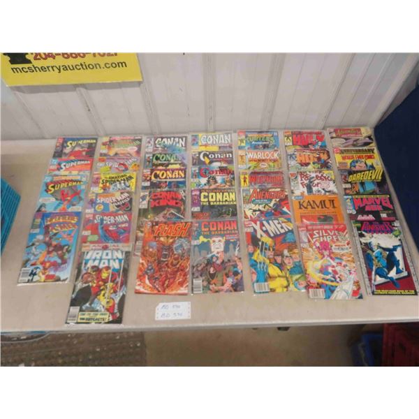 Large Vintage Comic Book Lot ; 12 Cent Superboy, Superman, Spiderman, Conan,