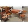 Image 1 : Maple Drop Leaf Table + 3 Chairs ; 30" x 40" x 22" - Fully Extended 30" x 40" x 38"