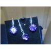 Image 8 : Beautiful Amethyst Pendant + Earrings on Sterling Silver 14 K, 10mm Stones -