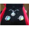 Image 8 : Gorgeous Fire Opal Pendant + Earrings 9mm x 7mm Surrounded by Cubic Zirconia 