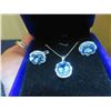 Image 8 : Sky blue Topaz Pendant Surrounded by White Topaz on Sterling Silver with Matching