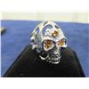 Image 2 : Skull Ring with Real Citrine Stones, Sterling Silver, Sz 9 - can be sized- Total 
