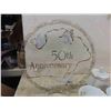 Image 2 : 50th Anniversary Platter, Bread + Butter Plate, Saucers, Tea Cups & Other Glassware