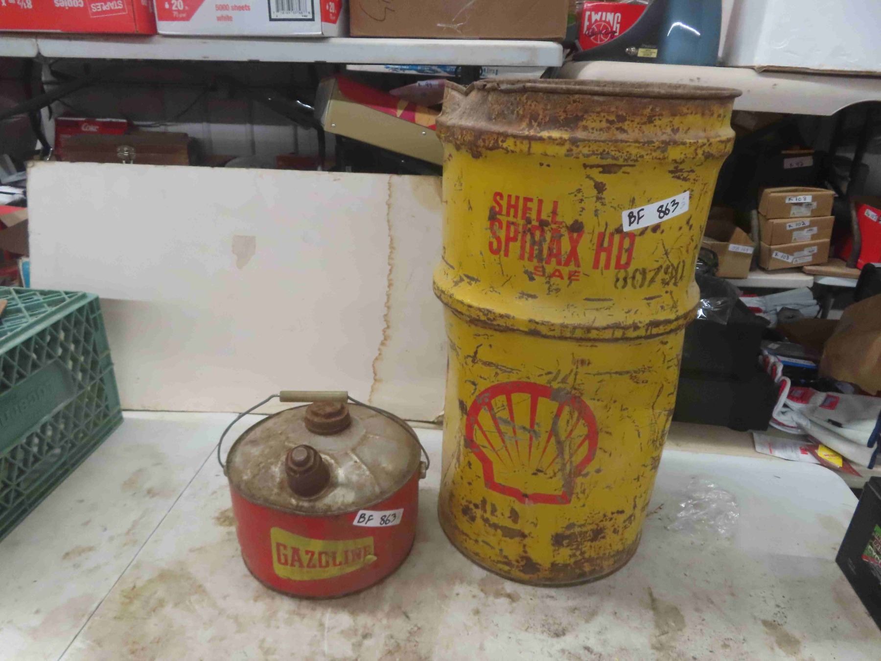 Shell Grease Box Shell Grease Drum & Matching as Pail - McSherry Auction Service Ltd.
