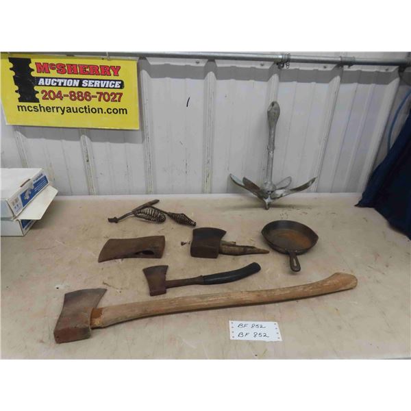 Boat Anchor, Axe, Axe Heads, Hatchet, Chipper, Cast Fry Pan