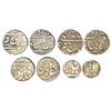 Image 1 : Princely States: Datia, Gaja Shahi series, silver set of 4 coins, 1x 1 rupee, AH 1275/RY 45, KM C38,