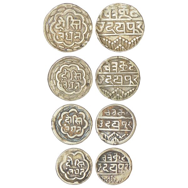 Princely States Swarup Shahi' MewarUdaipur, series, set of 4 silver