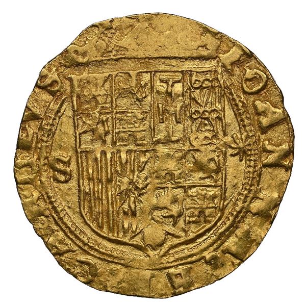 SPAIN, Seville, gold 1 escudo, Charles-Joanna, assayer * to right, mintmark S to left, NGC MS 63.