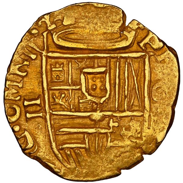 SPAIN, Granada, gold cob 2 escudos, Philip III, 1606, assayer M to right below mintmark G, OMNIVM va