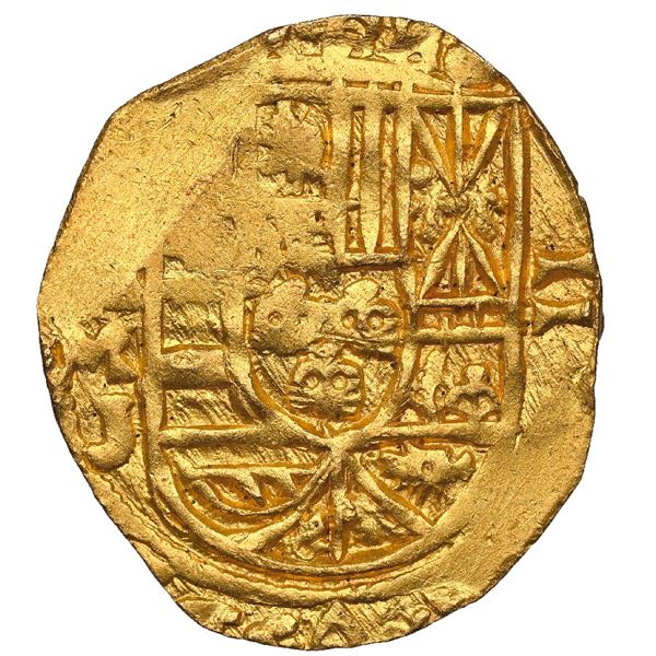 MEXICO, Mexico City, gold cob 2 escudos, Philip V, assayer J, box-end cross (1705-10), very rare, NG