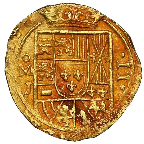 MEXICO, Mexico City, gold cob 2 escudos, 1714 J, NGC MS 62 (1715 Fleet Shipwreck Label).