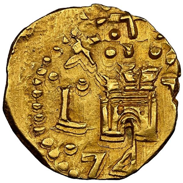 PERU, Lima, gold cob 1 escudo, Philip V or Ferdinand VI, 174(?) assayer V, NGC MS 62.
