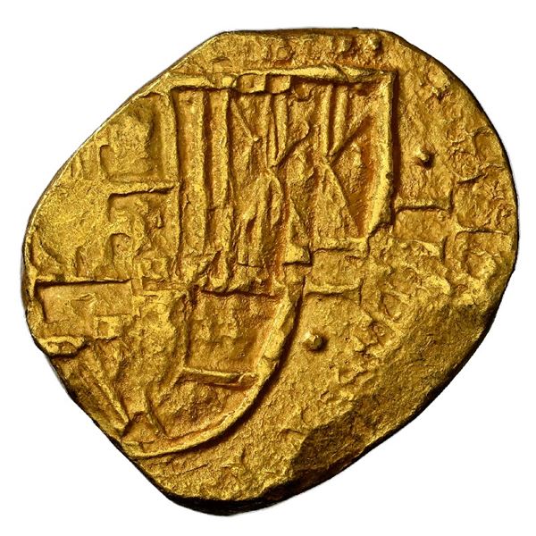 COLOMBIA, Bogotá, gold cob 2 escudos, (1639), assayer not visible (A below mintmark NR to left), rar