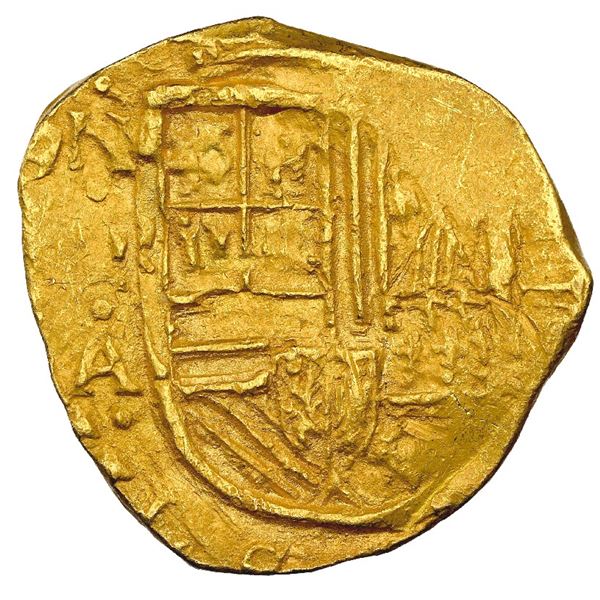 COLOMBIA, Bogotá, gold cob 2 escudos, 1641, assayer A below mintmark NR to left, NGC MS 62, finest k