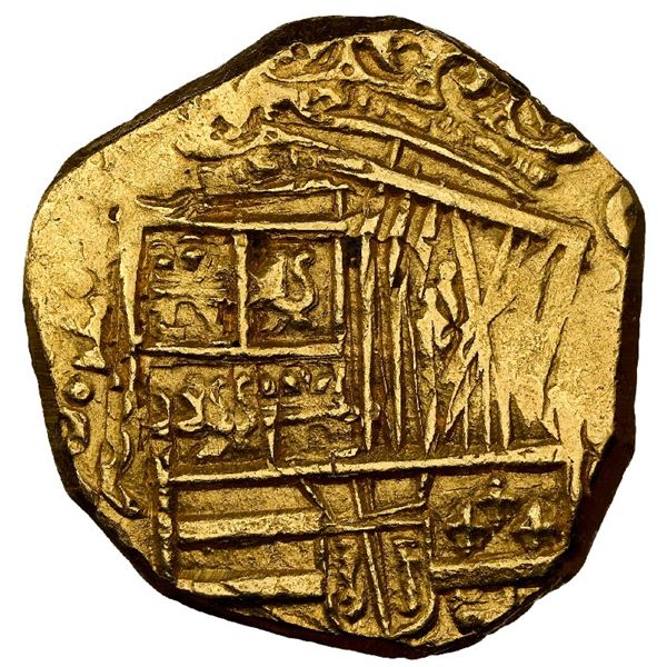 COLOMBIA, Bogotá, gold cob 2 escudos, Charles II, assayer not visible, NGC MS 63.
