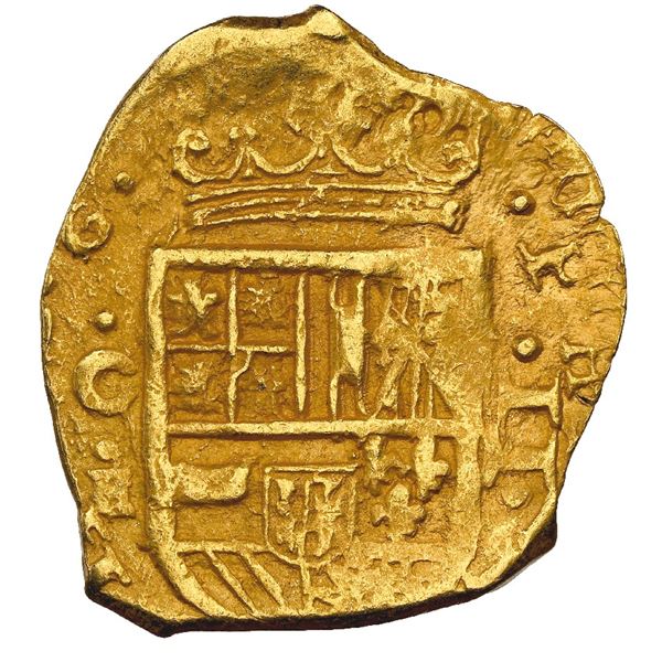 COLOMBIA, Cartagena, gold cob 2 escudos, 1630, assayer E below mintmark C to left, dots inside and o