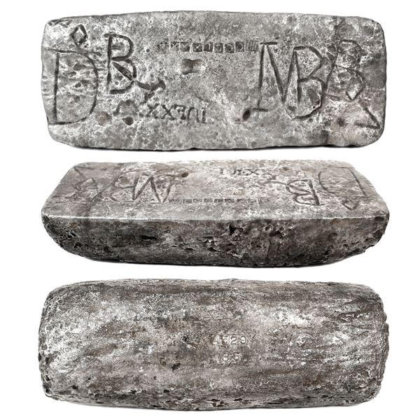 Large silver ingot #529 from Potosí, 82 lb 0.32 oz troy, Class Factor 0.8, with markings of manifest