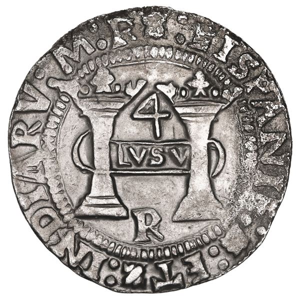MEXICO, Mexico City, 4 reales, Charles-Joanna, "Early Series," assayer R at bottom between pillars,