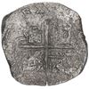 Image 2 : SPAIN, Seville, cob 8 reales, Philip II, assayer Gothic D at 4 o'clock outside tressure on reverse.