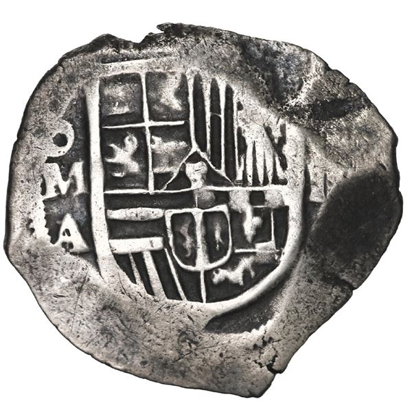 MEXICO, Mexico City, cob 2 reales, Philip III, assayer A, ex-Atocha Research Collection, Plate Coin