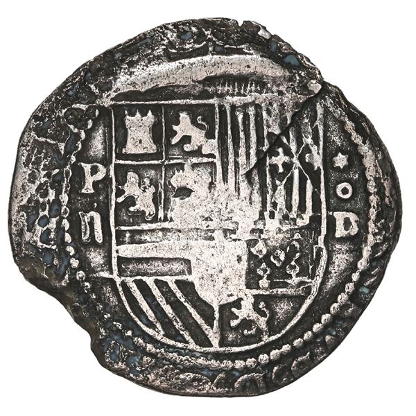 PERU, Lima, cob 2 reales, Philip II, assayer Diego de la Torre, P-ii to left, *-oD to right, ex-Atoc