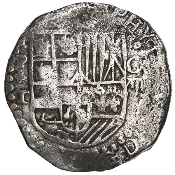 BOLIVIA, Potosí, cob 8 reales, 1618 T, quadrants of cross transposed, no Grade on certificate.