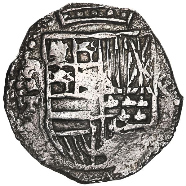 BOLIVIA, Potosí, cob 8 reales, 1620 with extra digit 1 between the 6 and 2 ( 16120 ) T, very rare, G