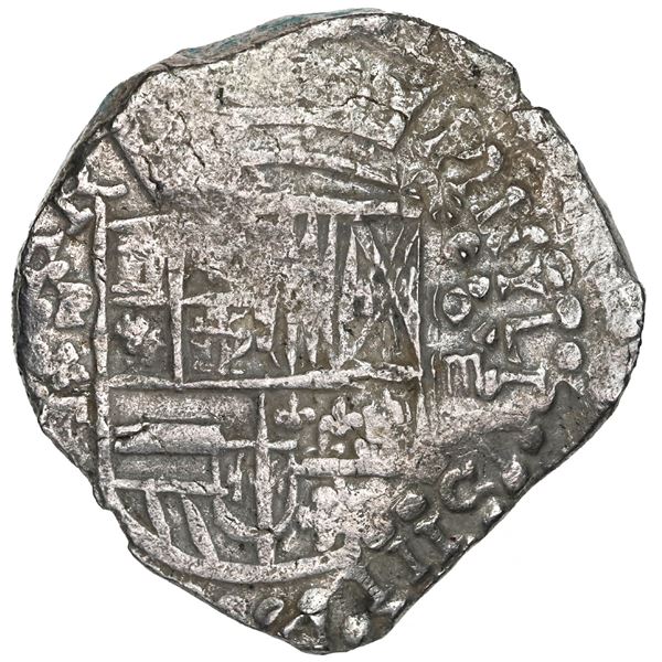 BOLIVIA, Potosí, cob 8 reales, 1621 T, quadrants of cross transposed, "flat" lions, Grade 2.