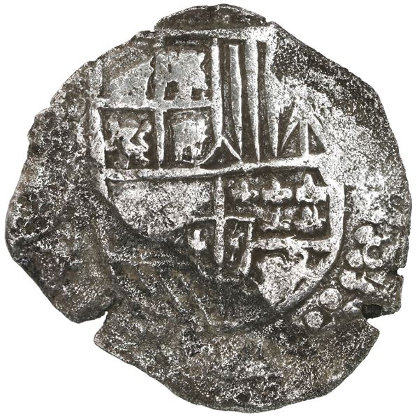 BOLIVIA, Potosí, cob 8 reales, (1620-22) (T), quadrants of cross transposed, "flat" lions, Grade 3.