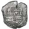 Image 1 : BOLIVIA, Potosí, cob 8 reales, Philip III, assayer T, upper half of shield transposed, Grade 1 (hand