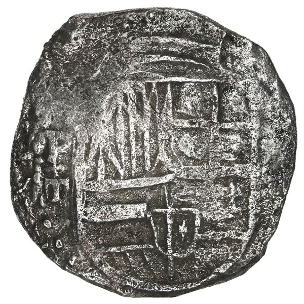 BOLIVIA, Potosí, cob 8 reales, Philip III, assayer T, quadrants of cross and upper half of shield tr