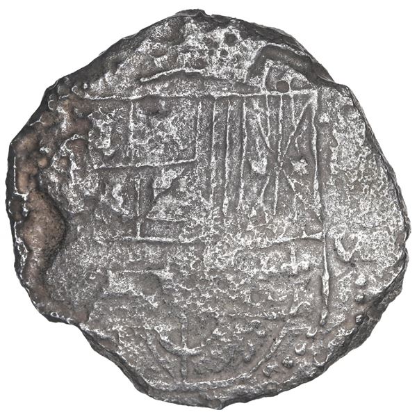 BOLIVIA, Potosí, cob 8 reales, Philip III, assayer not visible, no Grade on certificate.