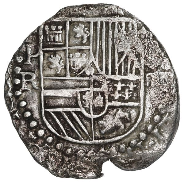 BOLIVIA, Potosí, cob 4 reales, Philip III, assayer RL (curved leg), Grade 1.