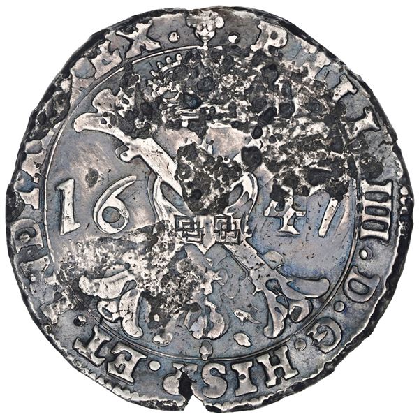 NETHERLANDS (Spanish), Brabant, Brussels mint, patagon, Philip IV, 1647, ex-Sotheby's.